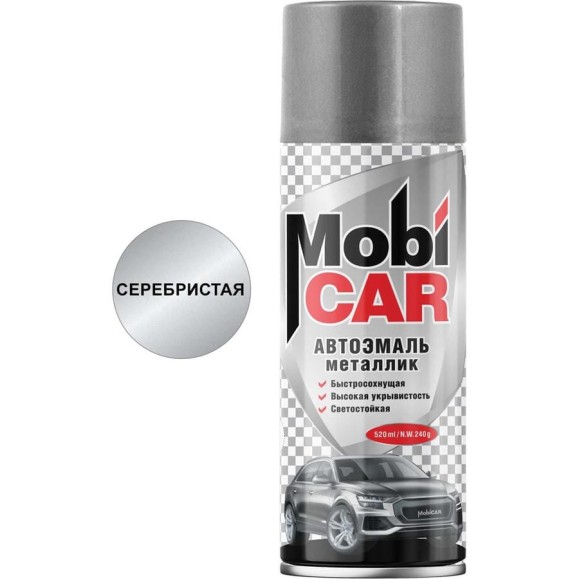 Аэрозольная автоэмаль Mobicar металлик 520 мл 640 серебристая 0502-640 MC Аэрозольная автоэмаль Mobicar металлик 520 мл 640 серебристая 0502-640 MC