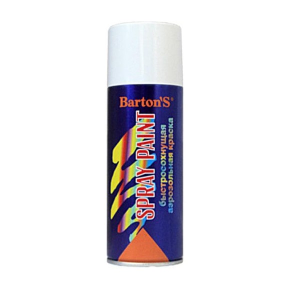 Алкидная аэрозольная краска BARTON'S Spray Paint БЕЛАЯ глянец RAL9003, 520мл BR161