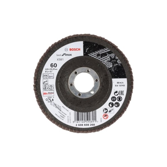 Круг лепестковый Best for Inox для УШМ (115х22,2 мм; К60) Bosch 2608608268 Круг лепестковый Best for Inox для УШМ (115х22,2 мм; К60) Bosch 2608608268
