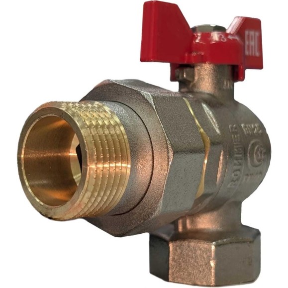 Кран шаровой ROMMER неполнопроходной, угловой, с американкой RBV-0006-2610225 RG00938RJN7G87 Кран шаровой ROMMER неполнопроходной, угловой, с американкой RBV-0006-2610225 RG00938RJN7G87