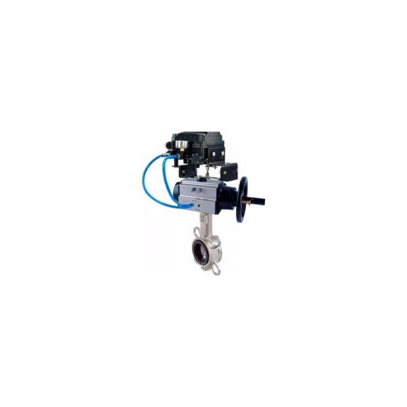 Затвор DN.ru WCB-316L-PTFE Ду125 Ру16 с пневмоприводом, пневмопозиционером D050-21674
