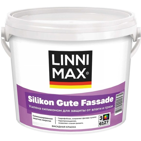 Краска силикон модифицированная для наружных работ LINNIMAX Silikon Gute Fassade / Силикон Гуте Фасад База 3, 8,46 л 948105538 Краска силикон модифицированная для наружных работ LINNIMAX Silikon Gute Fassade / Силикон Гуте Фасад База 3, 8,46 л 948105538