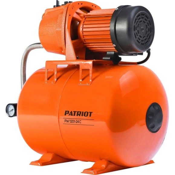 Насосная станция PATRIOT PW 1201-24 C, насосная часть - чугун, бак 24 л, 1200 Вт, 3800 л/час. 315302561