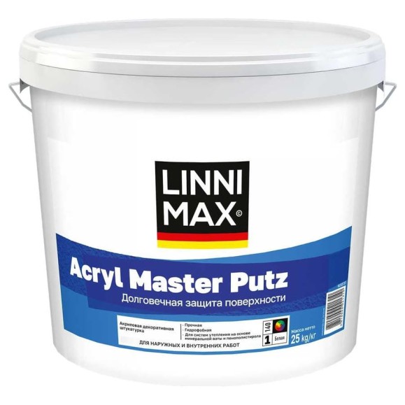 Штукатурка декоративная акриловая для внутренних и наружных работ LINNIMAX Acryl Optima Putz / Акрил Оптима Путц K15 База 1, 25 кг 948105796 Штукатурка декоративная акриловая для внутренних и наружных работ LINNIMAX Acryl Optima Putz / Акрил Оптима Путц K15 База 1, 25 кг 948105796