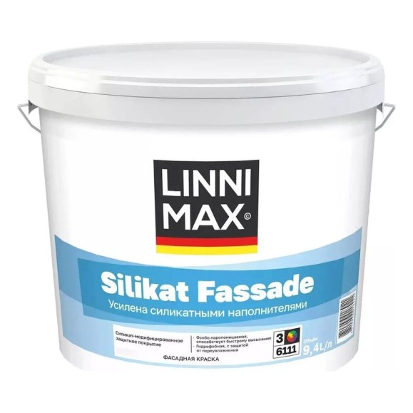 Краска силикатная для наружных работ LINNIMAX Absolute Silikat Fassade / Абсолют Силикат Фасад База 3, 9,4 л 948105939 Краска силикатная для наружных работ LINNIMAX Absolute Silikat Fassade / Абсолют Силикат Фасад База 3, 9,4 л 948105939