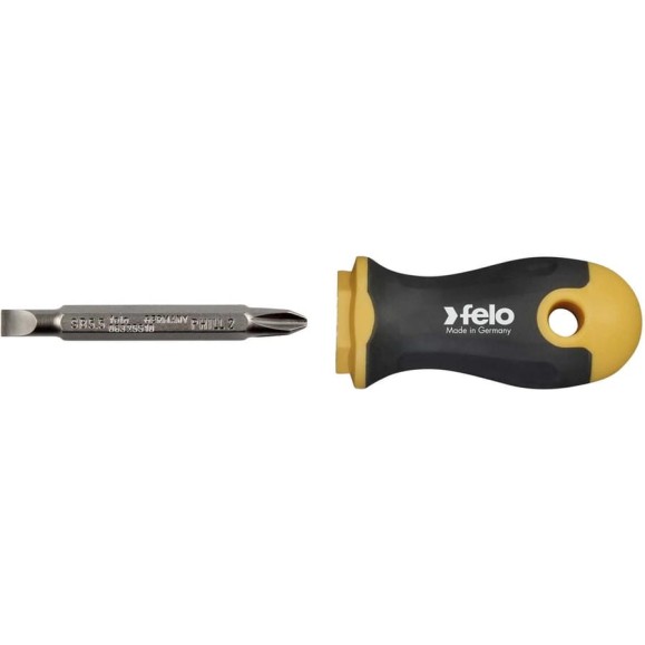 Отвертка Felo Ergonic Stubby с двухсторонней битой SL5.5хPH2, 60 мм 46926010 Отвертка Felo Ergonic Stubby с двухсторонней битой SL5.5хPH2, 60 мм 46926010
