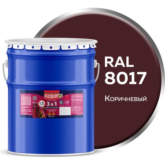 Грунт-эмаль по ржавчине Olecolor 3 в 1 коричневый 8017 (20 кг) 4300007461 Грунт-эмаль по ржавчине Olecolor 3 в 1 коричневый 8017 (20 кг) 4300007461