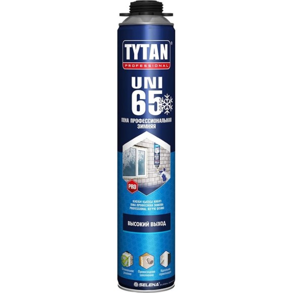 Профессиональная монтажная пена с увеличенным выходом TYTAN Professional 65 Uni 17026, зимняя 750 мл 264773 Профессиональная монтажная пена с увеличенным выходом TYTAN Professional 65 Uni 17026, зимняя 750 мл 264773