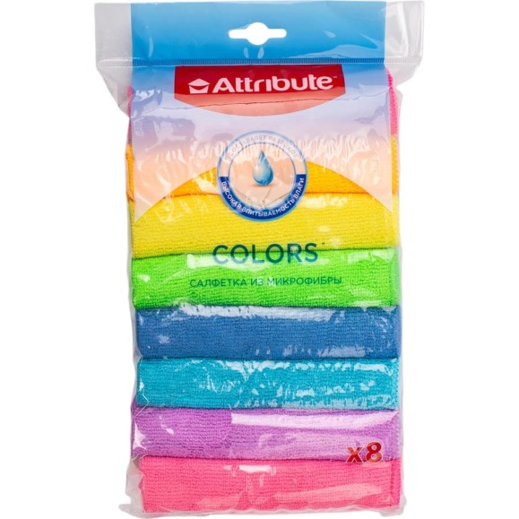 Салфетка Attribute Multi Colors из микрофибры, 8 шт ACA118 Салфетка Attribute Multi Colors из микрофибры, 8 шт ACA118
