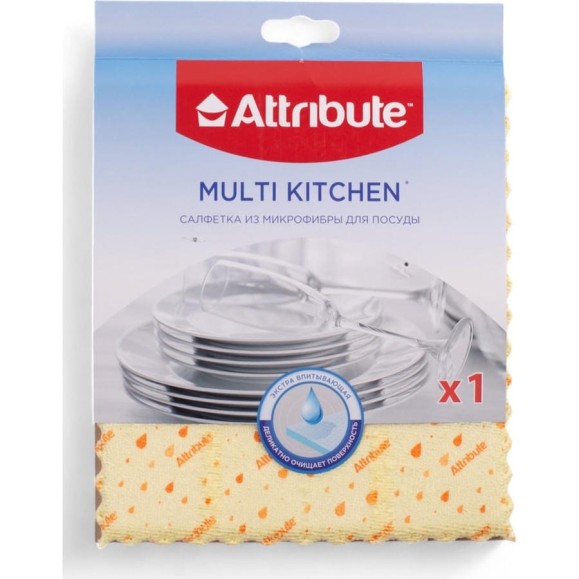 Салфетка Attribute Multi Kitchen из микрофибры, для посуды ACC141