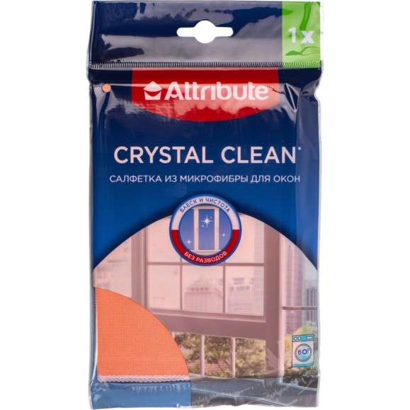 Салфетка Attribute Crystal Clean из микрофибры, для окон ACR121