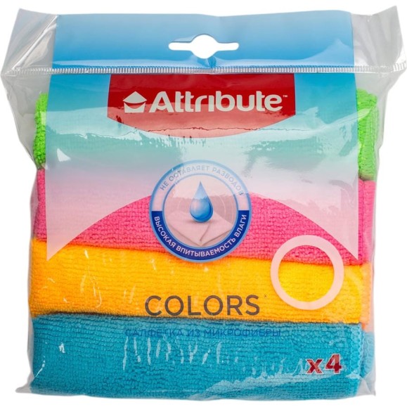 Салфетка Attribute Multi Colors из микрофибры, 4 шт ACA114 Салфетка Attribute Multi Colors из микрофибры, 4 шт ACA114