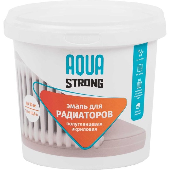 Эмаль акриловая Aquastrong для радиаторов отопления, 0,35 кг 4607130863541 Эмаль акриловая Aquastrong для радиаторов отопления, 0,35 кг 4607130863541