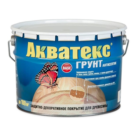 Грунт-антисептик для дерева Акватекс 9 л 246926 Грунт-антисептик для дерева Акватекс 9 л 246926