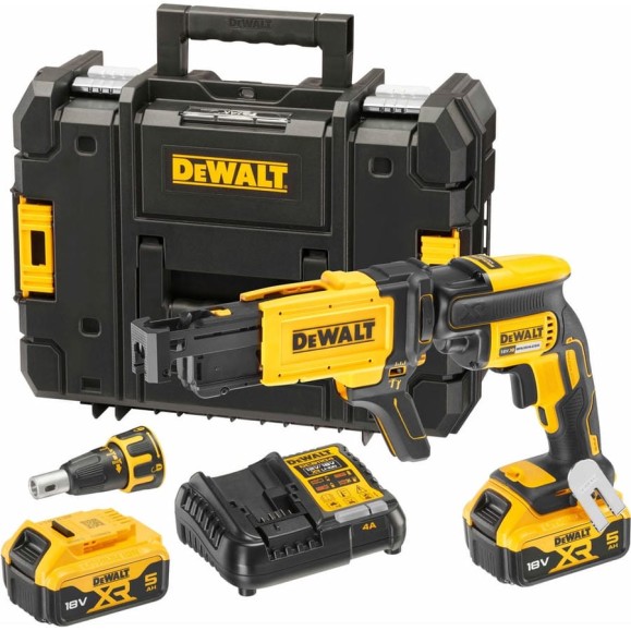 Аккумуляторный ленточный шуруповерт DEWALT DCF620P2K, 18 В, 30 Нм, 4400 об/мин, с 2 АКБ 5 Ач и ЗУ, в кейсе TSTAK DCF620P2K-QW