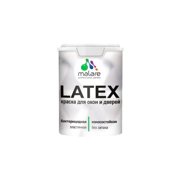 Резиновая краска MALARE для дверей и окон Latex по дереву с антисептическим эффектом, моющаяся без запаха полуглянцевая, пурпурная роза, 1 кг КЛТКСЛПУРПГ0100