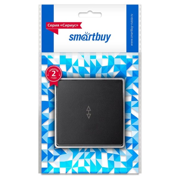 Выключатель проходной Smartbuy 1-клавишный 10А черный Сириус SBE-07b-10-SW12-0
