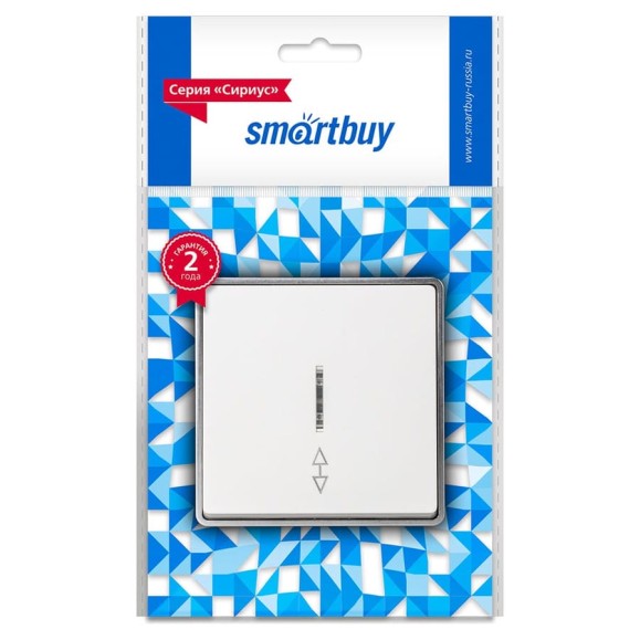 Выключатель проходной Smartbuy 1-клавишный с индикатором 10А белый Сириус SBE-07w-10-SW12-1