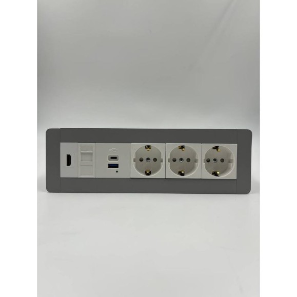 Встраиаемая розетка для столешницы Inrior на 3 EURO, USB A + C, RJ45, HDMI, блок розеток скрытой установки LD-05-80-3E-URH Встраиаемая розетка для столешницы Inrior на 3 EURO, USB A + C, RJ45, HDMI, блок розеток скрытой установки LD-05-80-3E-URH
