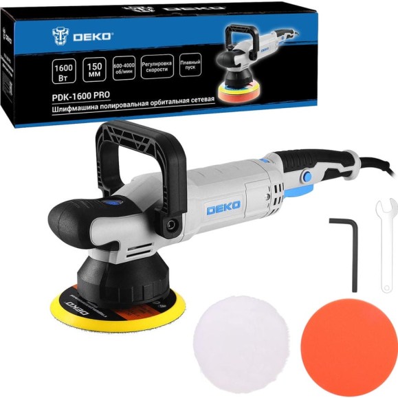 Шлифмашина полировальная орбитальная сетевая DEKO PDK-1600 PRO, 150мм, 1600 Вт 085-1065