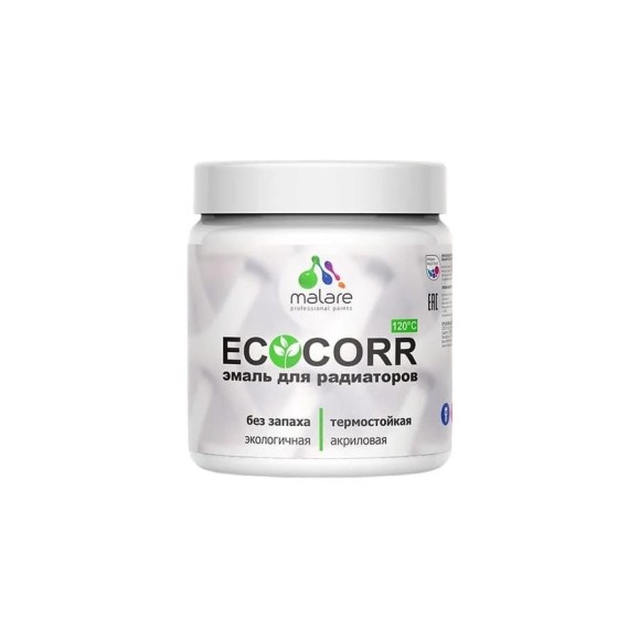 Эмаль для труб и радиаторов отопления MALARE EcoCorr, для батарей, водная акриловая без запаха матовая, кварцевый серый, 0,5 кг ЭЭКОКВСМ0050 Эмаль для труб и радиаторов отопления MALARE EcoCorr, для батарей, водная акриловая без запаха матовая, кварцевый серый, 0,5 кг ЭЭКОКВСМ0050