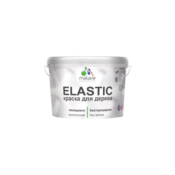 Краска резиновая по дереву MALARE Elastic, акриловая для наружных и внутренних работ, без запаха, полуглянцевая, мармелад, 10 кг КЭЛСТЛМАРПГ1000 Краска резиновая по дереву MALARE Elastic, акриловая для наружных и внутренних работ, без запаха, полуглянцевая, мармелад, 10 кг КЭЛСТЛМАРПГ1000
