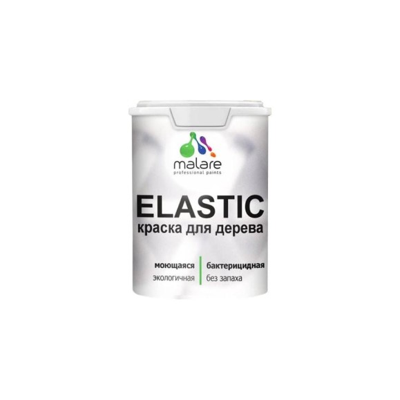 Краска резиновая по дереву MALARE Elastic, акриловая для наружных и внутренних работ, без запаха, полуглянцевая, морская волна, 2 кг КЭЛСТЛМОВПГ0200
