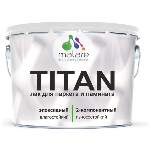 Лак эпоксидный 2К MALARE TITAN для паркета и ламината, двухкомпонентный, влагостойкий, износостойкий, моющийся, прозрачный глянцевый (7 кг + 2.2 кг отвердитель) ЭЛПРКТПРГ0700 Лак эпоксидный 2К MALARE TITAN для паркета и ламината, двухкомпонентный, влагостойкий, износостойкий, моющийся, прозрачный глянцевый (7 кг + 2.2 кг отвердитель) ЭЛПРКТПРГ0700