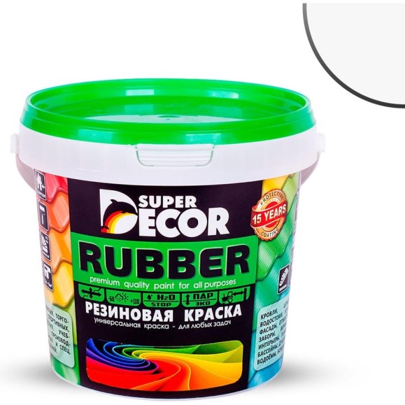 Резиновая краска SUPER DECOR 00 белоснежная, 1 кг 4630024700011 Резиновая краска SUPER DECOR 00 белоснежная, 1 кг 4630024700011