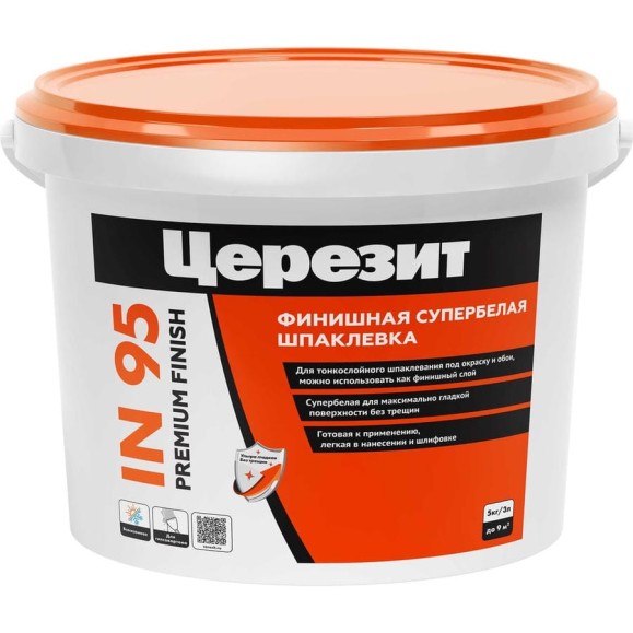 Шпаклевка полимерная готовая Церезит IN 95 5 кг универсальная 52712 2247429 Шпаклевка полимерная готовая Церезит IN 95 5 кг универсальная 52712 2247429