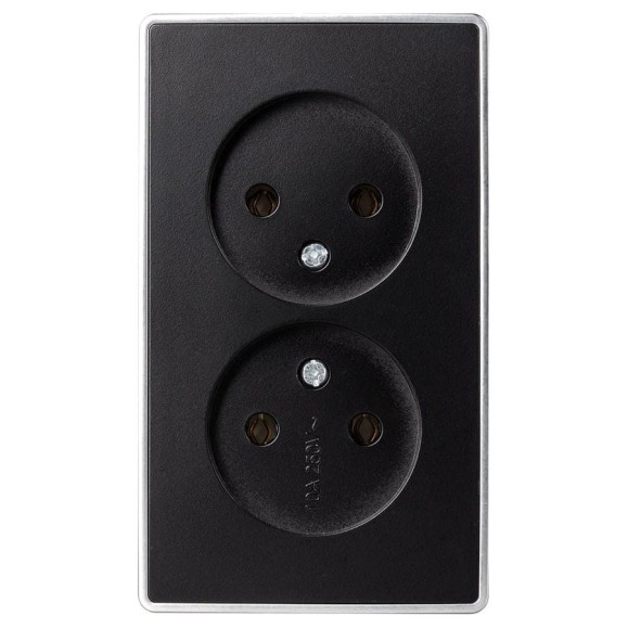 Розетка 2-местная Smartbuy 10А без заземления черная Сириус () SBE-07b-16-S2-N