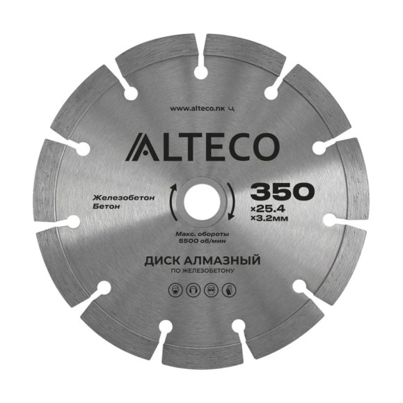 Диск алмазный по железобетону ALTECO 350х25.4 мм 66490