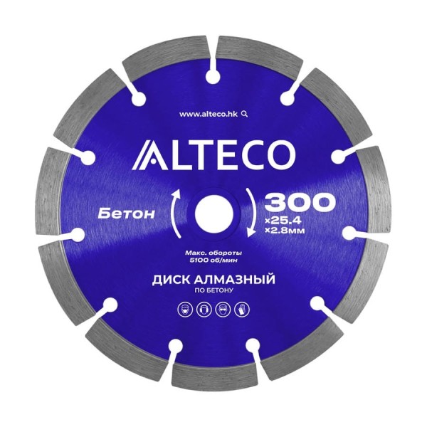 Диск алмазный по бетону ALTECO 300х25.4 мм 66520
