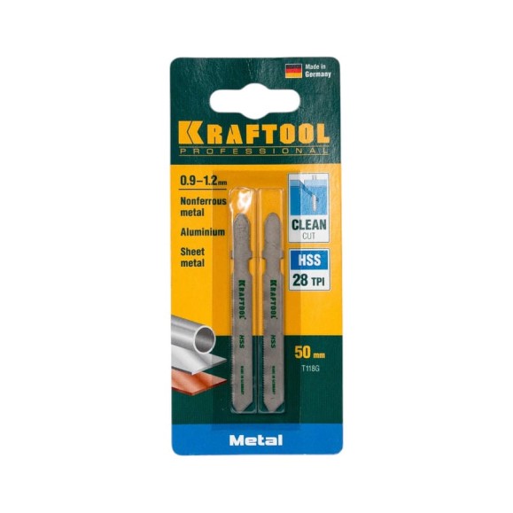 Пилка для лобзика по металлу (55 мм; 0.9 мм; HSS; 2 шт.) KRAFTOOL 159551-0,9