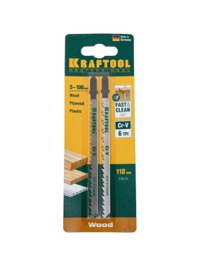 Полотно 2 шт. (110 мм; шаг 4 мм) по дереву для электролобзика KRAFTOOL 159512-4
