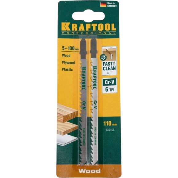 Полотно 2 шт. (110 мм; шаг 4 мм) по дереву для электролобзика KRAFTOOL 159512-4