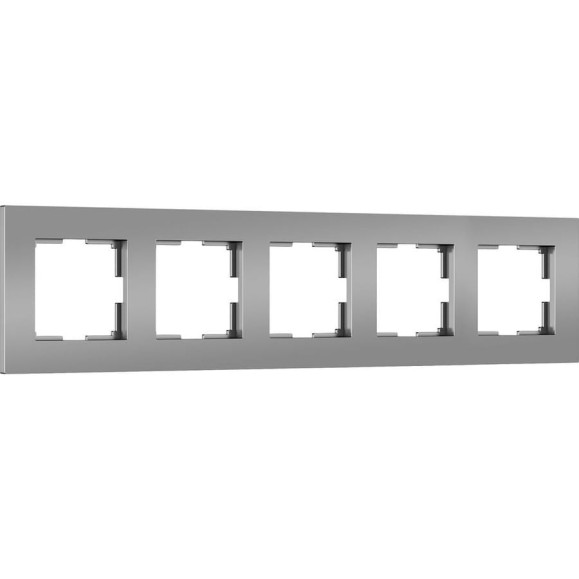 Рамка WERKEL на 5 постов Slab (серебро софт) a067789 Рамка WERKEL на 5 постов Slab (серебро софт) a067789