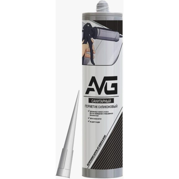 Герметик силиконовый AVG АВГ санитарный прозрачный Герметик силиконовый AVG АВГ санитарный прозрачный