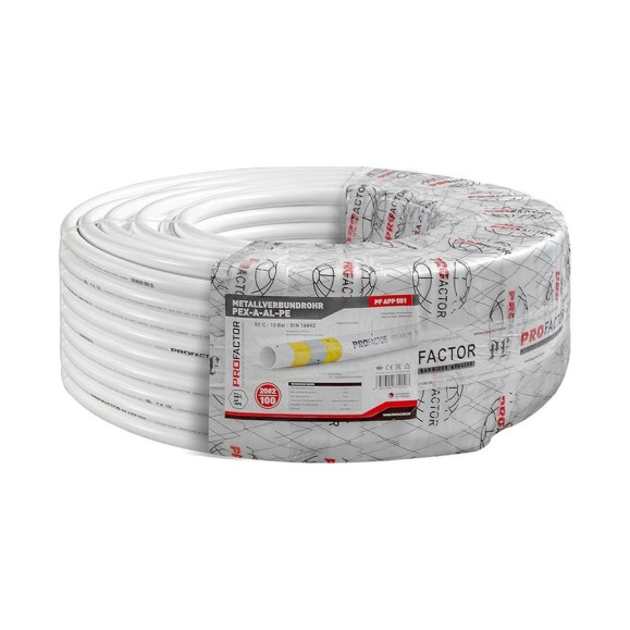 Труба металлопластиковая PROFACTOR PEX-A-AL-PE б/ш O20 х 2мм, бухта 100 м PF APP 501 Труба металлопластиковая PROFACTOR PEX-A-AL-PE б/ш O20 х 2мм, бухта 100 м PF APP 501