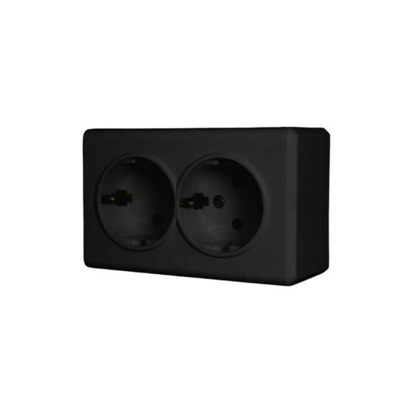 Набор розетка Metronex Electric Mega Black двойная с заземлением, 5 шт FRZ00010222CMT-5