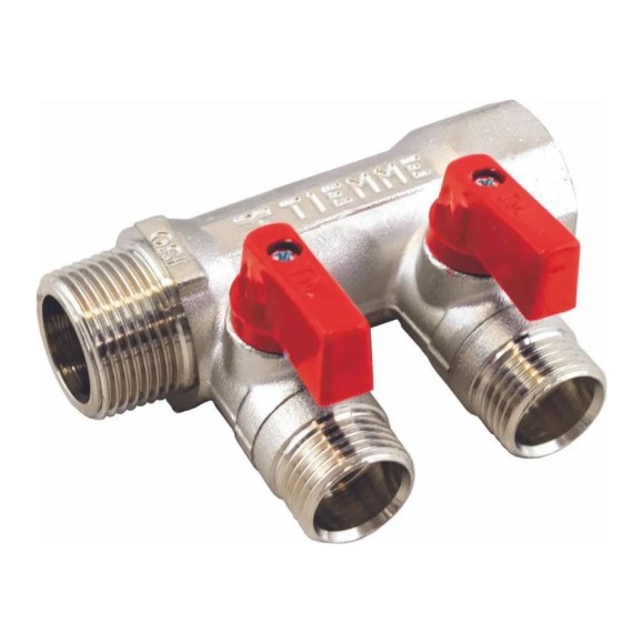 Коллектор с шаровыми кранами Tiemme арт.1822REDN 3/4" T2-1/2"x16 (кр.ручки) никел 1820032 Коллектор с шаровыми кранами Tiemme арт.1822REDN 3/4" T2-1/2"x16 (кр.ручки) никел 1820032