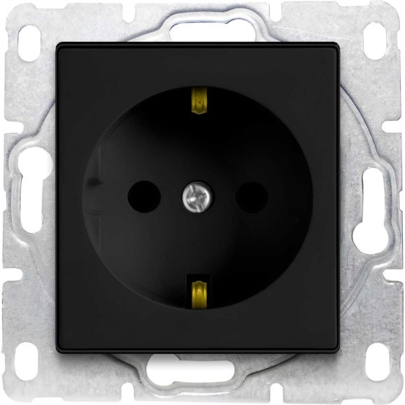 Набор розетка Metronex Electric Roma Black одинарная с заземлением без рамки, 24 шт FRZ00020106CMT-24