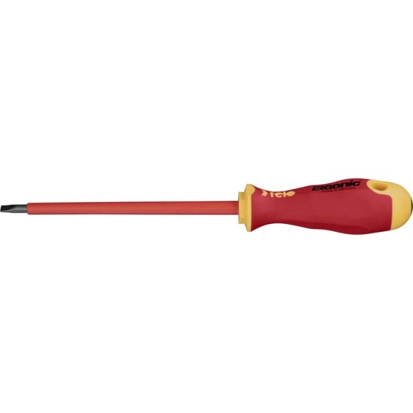Диэлектрическая отвертка Felo Ergonic 6,5х1,2х150 плоская шлицевая 41306590 Диэлектрическая отвертка Felo Ergonic 6,5х1,2х150 плоская шлицевая 41306590