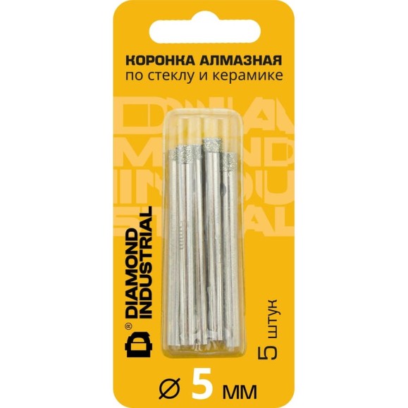 Коронка алмазная по стеклу и керамике 5 мм, 5 шт Diamond Industrial DIDCBC005 Коронка алмазная по стеклу и керамике 5 мм, 5 шт Diamond Industrial DIDCBC005