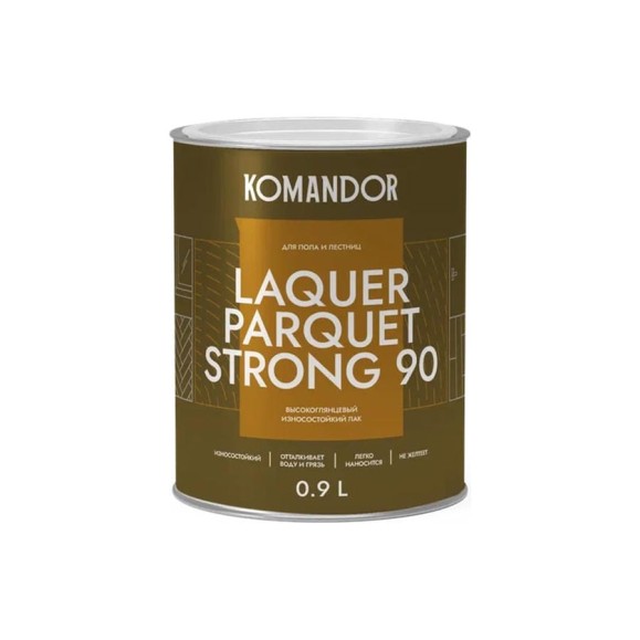 Лак для полов высокоглянцевый KOMANDOR LAQUER PARQUET STRONG 90 0,9 л 271049