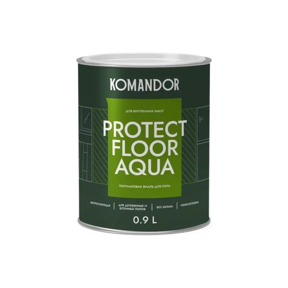 Эмаль для пола KOMANDOR PROTECT FLOOR AQUA база C 0,9 л 271038