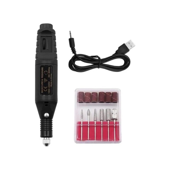Мини гравер электрический Vitatools USB, гравировальная машинка 12 насадок graver-usb-dark-blue