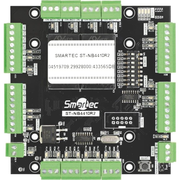 Дверной/охранный модуль Smartec ST-NB441DR2 на 4 двери (4 считывателя) или 8 охранных зон, без бокса для работы с контроллером ST-NC441R2, RS-485, 9-14 В DC smkd0827 Дверной/охранный модуль Smartec ST-NB441DR2 на 4 двери (4 считывателя) или 8 охранных зон, без бокса для работы с контроллером ST-NC441R2, RS-485, 9-14 В DC smkd0827