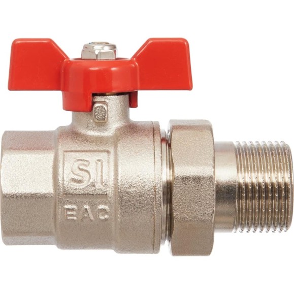 Кран шаровой Smart Install латунный ВР/НР 3/4 с американкой, бабочка, упак. 15 шт. 57152S