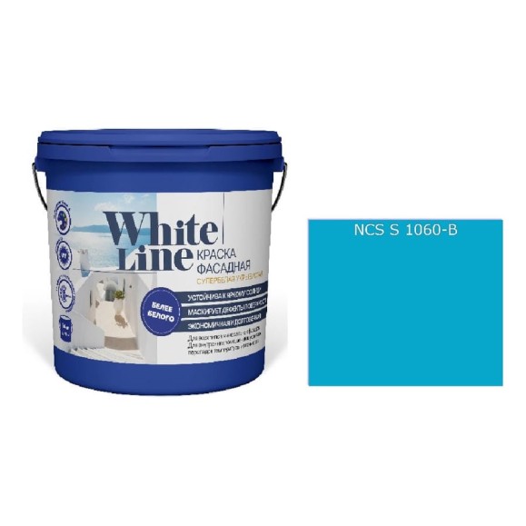 Краска фасадная ВД White Line 1060 B, ведро 4,5 л, 7 кг 4690417130627 Краска фасадная ВД White Line 1060 B, ведро 4,5 л, 7 кг 4690417130627